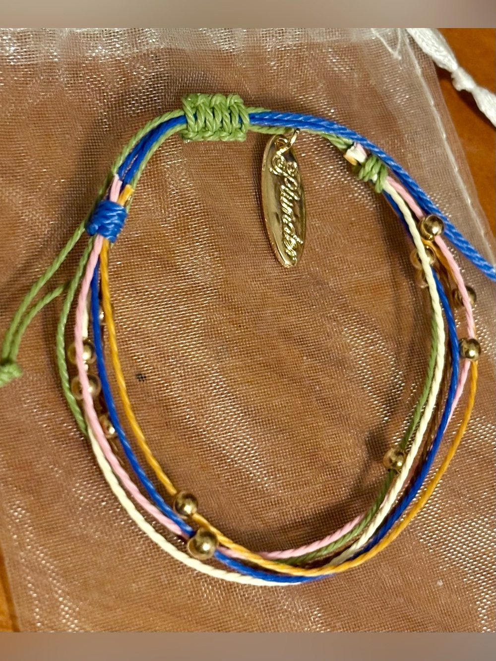 Plunder Gold Bead & Multicolor Cord Stackable Bracelet Set - Picture 3 of 4